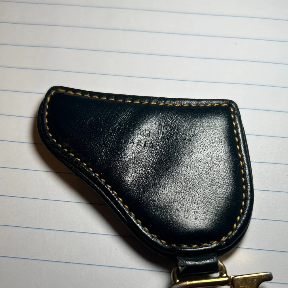 263. Dior Blue and Cream Saddle Key Holder/Charm w/coa